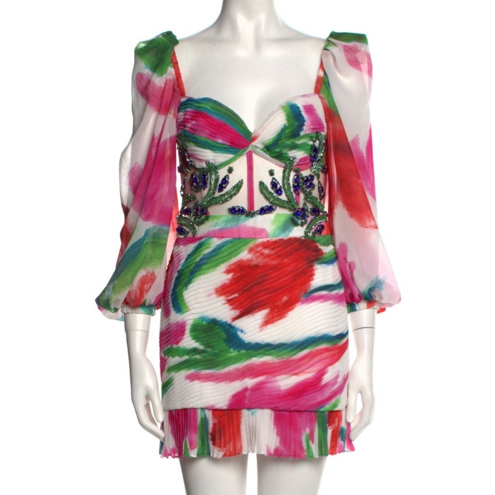 PatBO Floral Multicolor Mini Bustier Dress